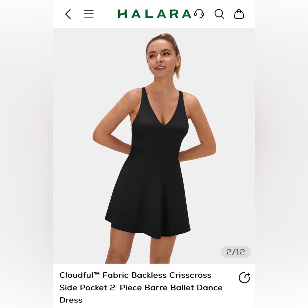 Crisscross Back Black Athletic Dress